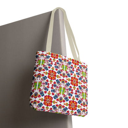 Tote Bag, (AOP), Libra, Zodiac v5, Flower Pattern