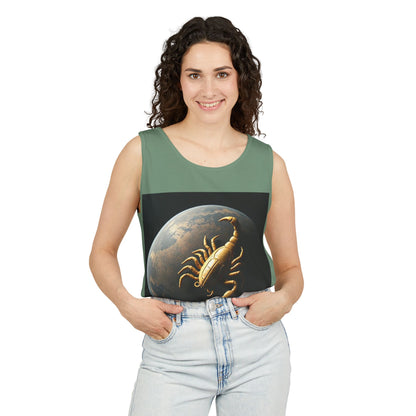 Unisex Garment-Dyed, Tank Top, Scorpio Design, Planet Symbol v1, 100% US cotton