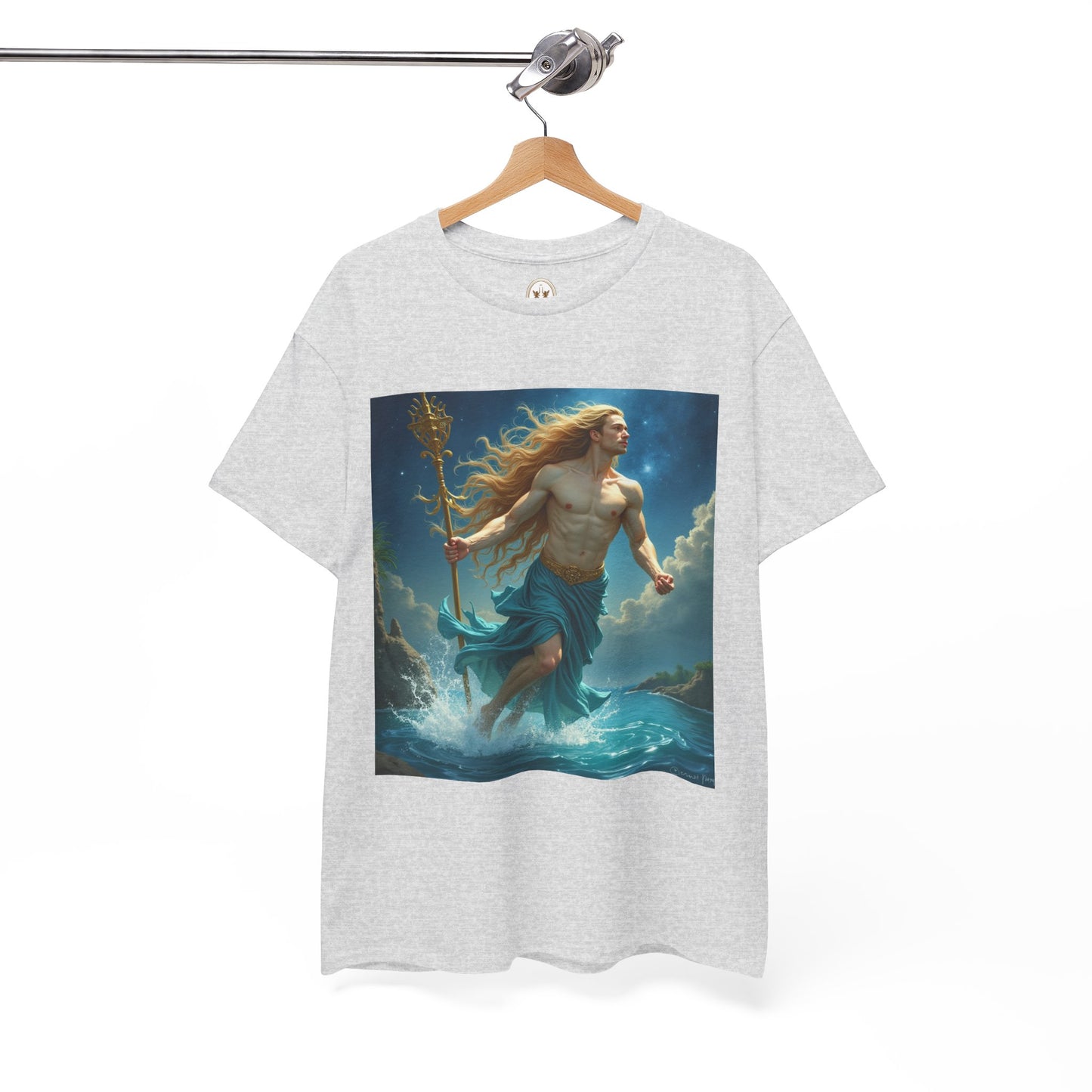 Unisex Heavy Cotton T-Shirt, Aquarius God 4v, Zodiac Design