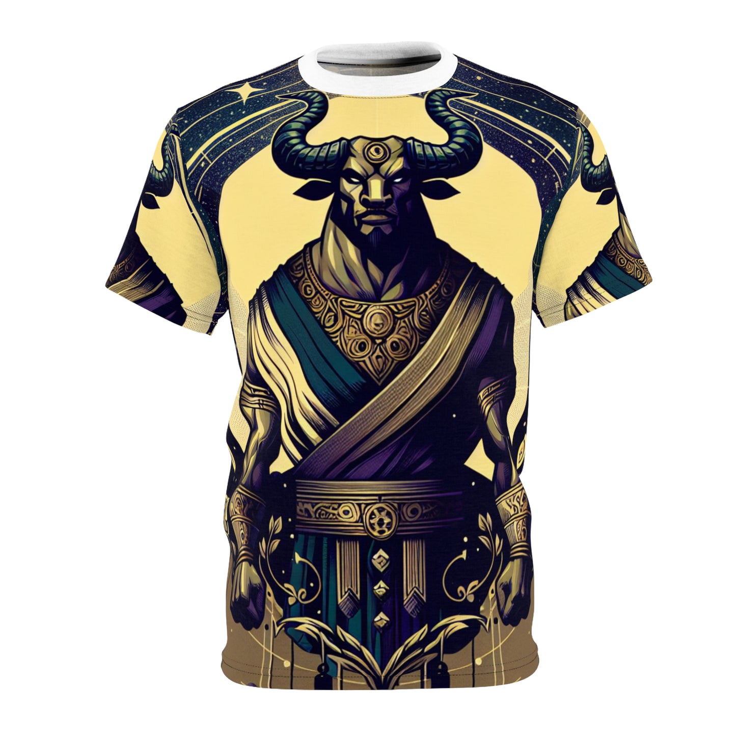 Unisex Cut & Sew T-Shirt (AOP), Minotaur, Taurus Zodiac Design, Regular fit, 100% Polyester