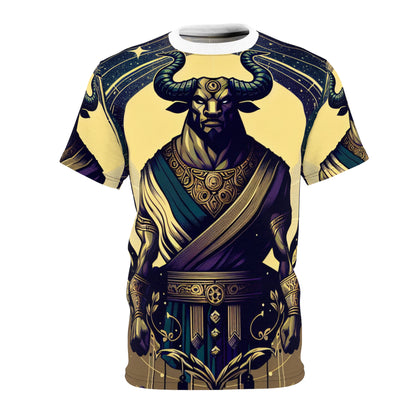 Unisex Cut & Sew T-Shirt (AOP), Minotaur, Taurus Zodiac Design, Regular fit, 100% Polyester