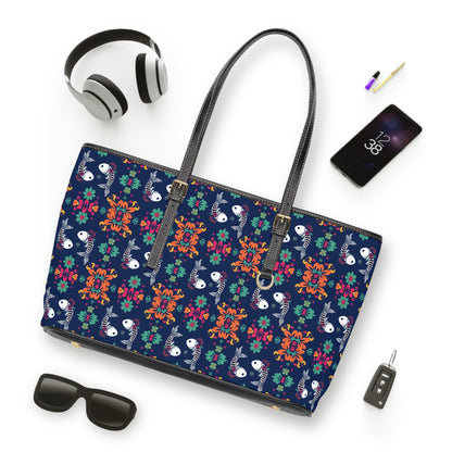 Leather Shoulder Bag, Pisces, Zodiac v2, Flower Pattern