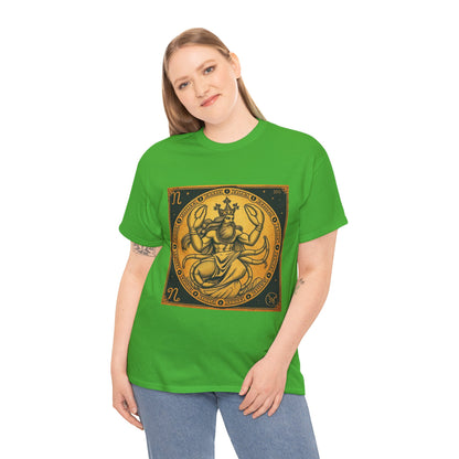 Unisex Heavy Cotton T-Shirt, Crab King v1, Cancer Zodiac Design