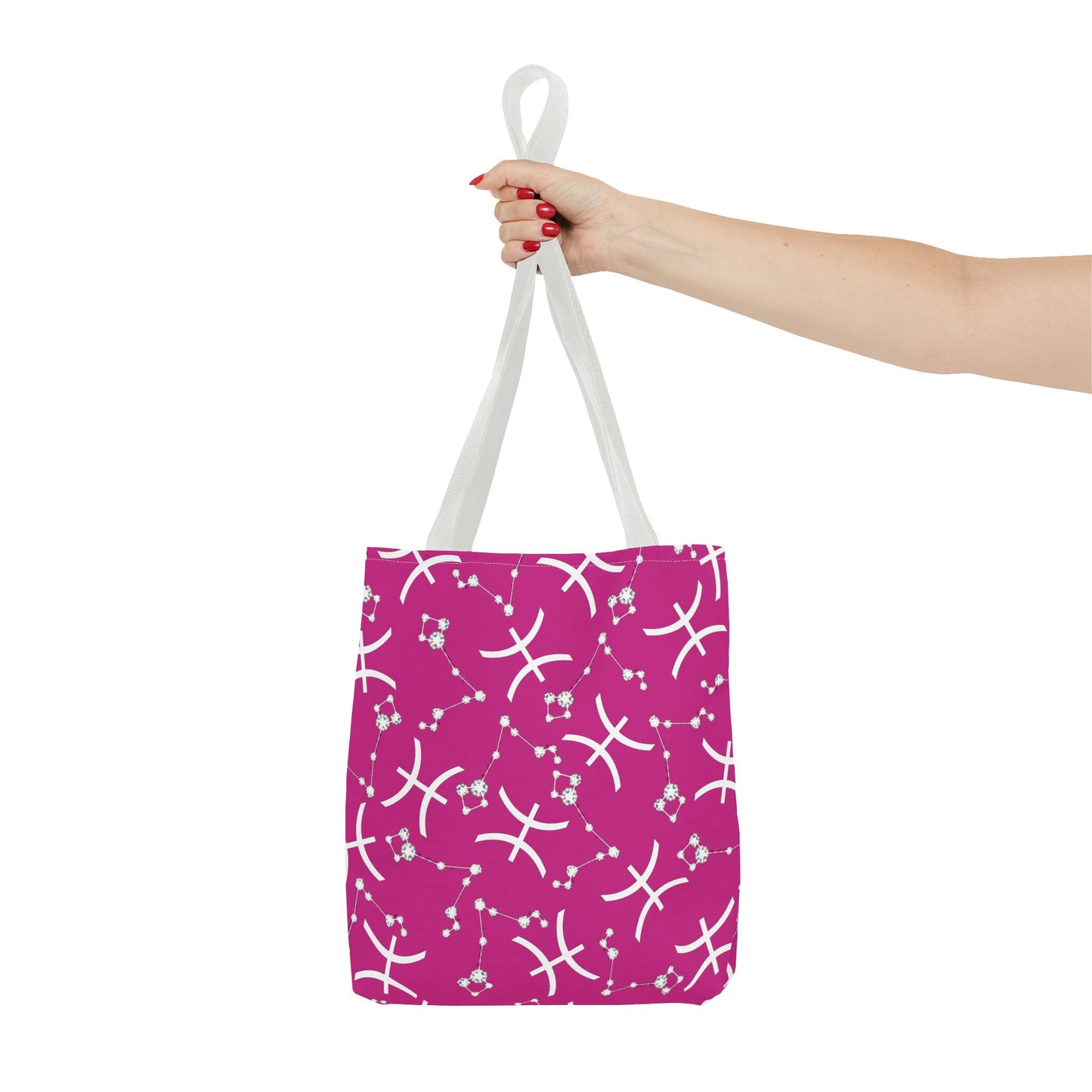 Tote Bag, Pisces Zodiac Sign, AOP, (Pink, White)