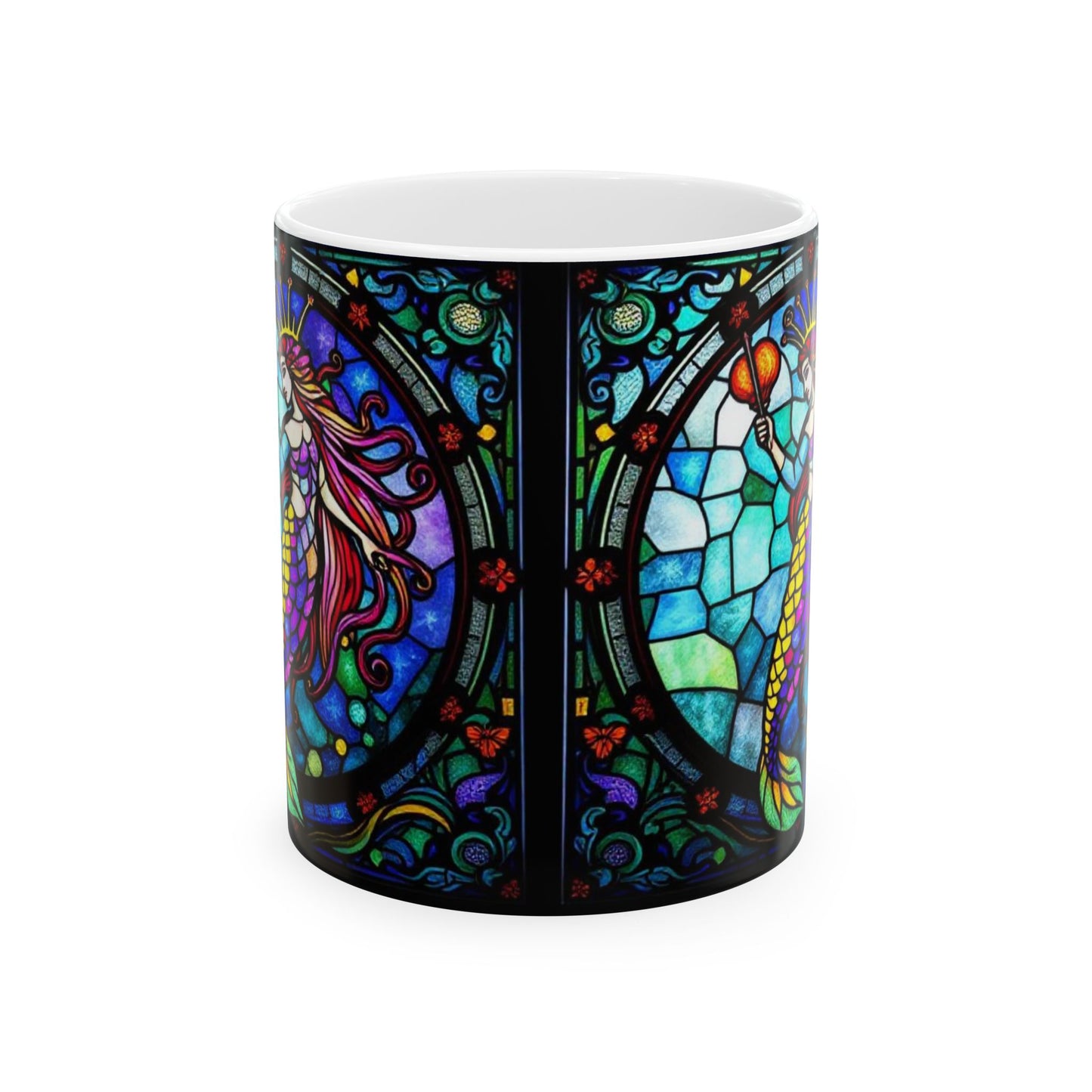 Ceramic Mug, (11oz, 15oz), Ceramic Coffee Mug, AOP, Glass Design v1, Aquarius Zodiac