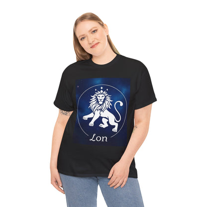 Unisex Heavy Cotton T-Shirt, Space Lion v1, Leo Zodiac Design