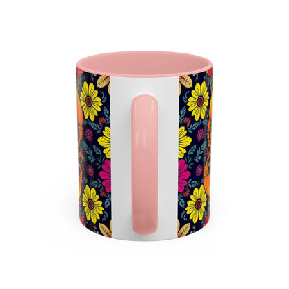 Accent Coffee Mug, Scorpio, Zodiac v3. Flower Pattern, (11, 15oz)