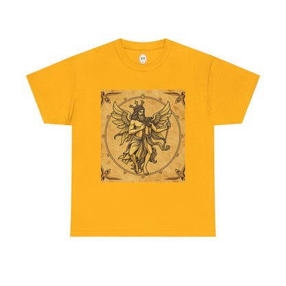Unisex Heavy Cotton T-Shirt, Pencil Art v1, Gemini Zodiac Design