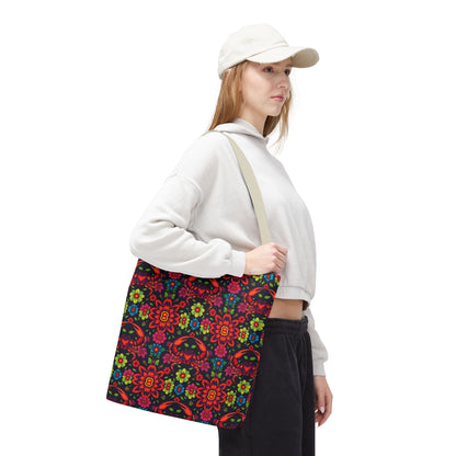 Tote Bag, (AOP), Cancer, Zodiac, Flower Pattern