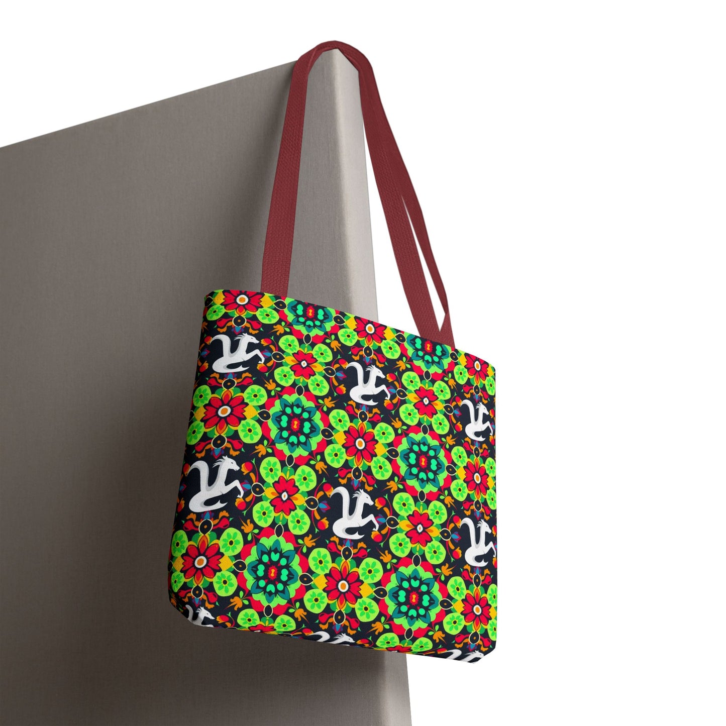 Tote Bag, (AOP), Aquarius, Zodiac v4, Flower Pattern