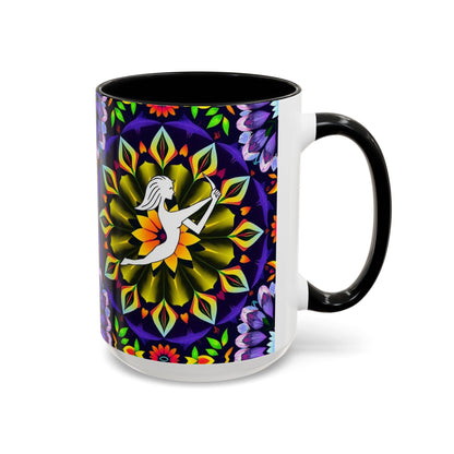 Accent Coffee Mug, Sagittarius, Zodiac v1. Flower Pattern, (11, 15oz)