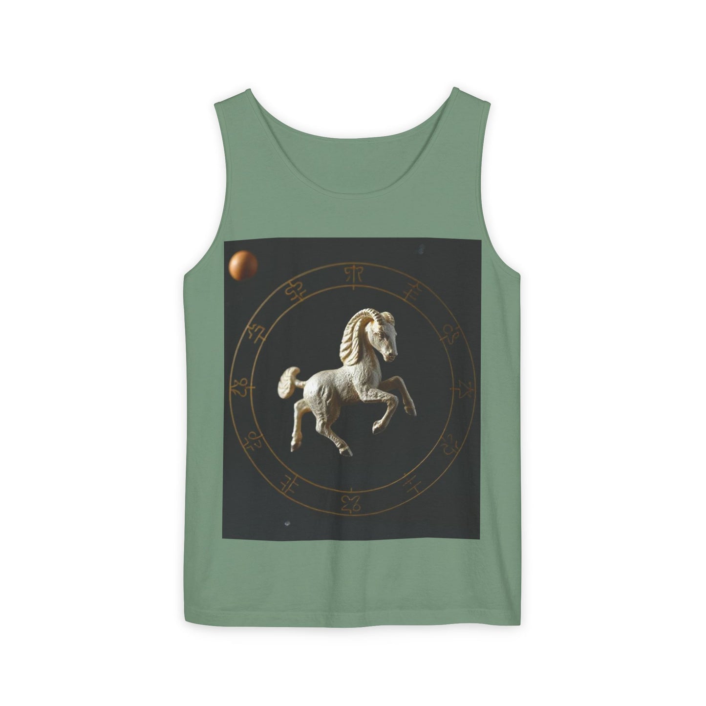 Unisex Garment-Dyed, Tank Top, Capricorn Design, Space Animal, 100% US cotton