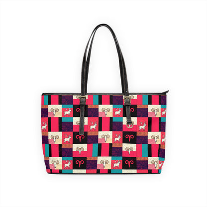 Leather Shoulder Bag, Taurus, Zodiac v4, Shapes Pattern