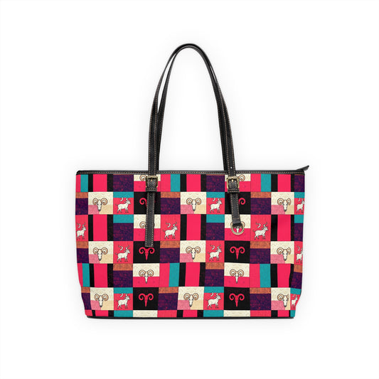 Leather Shoulder Bag, Taurus, Zodiac v4, Shapes Pattern