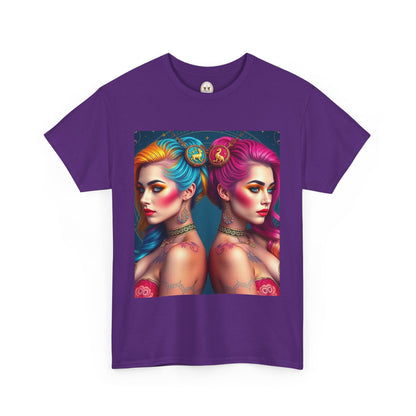 Unisex Heavy Cotton T-Shirt, Gemini, Zodiac v2, Sexy Art