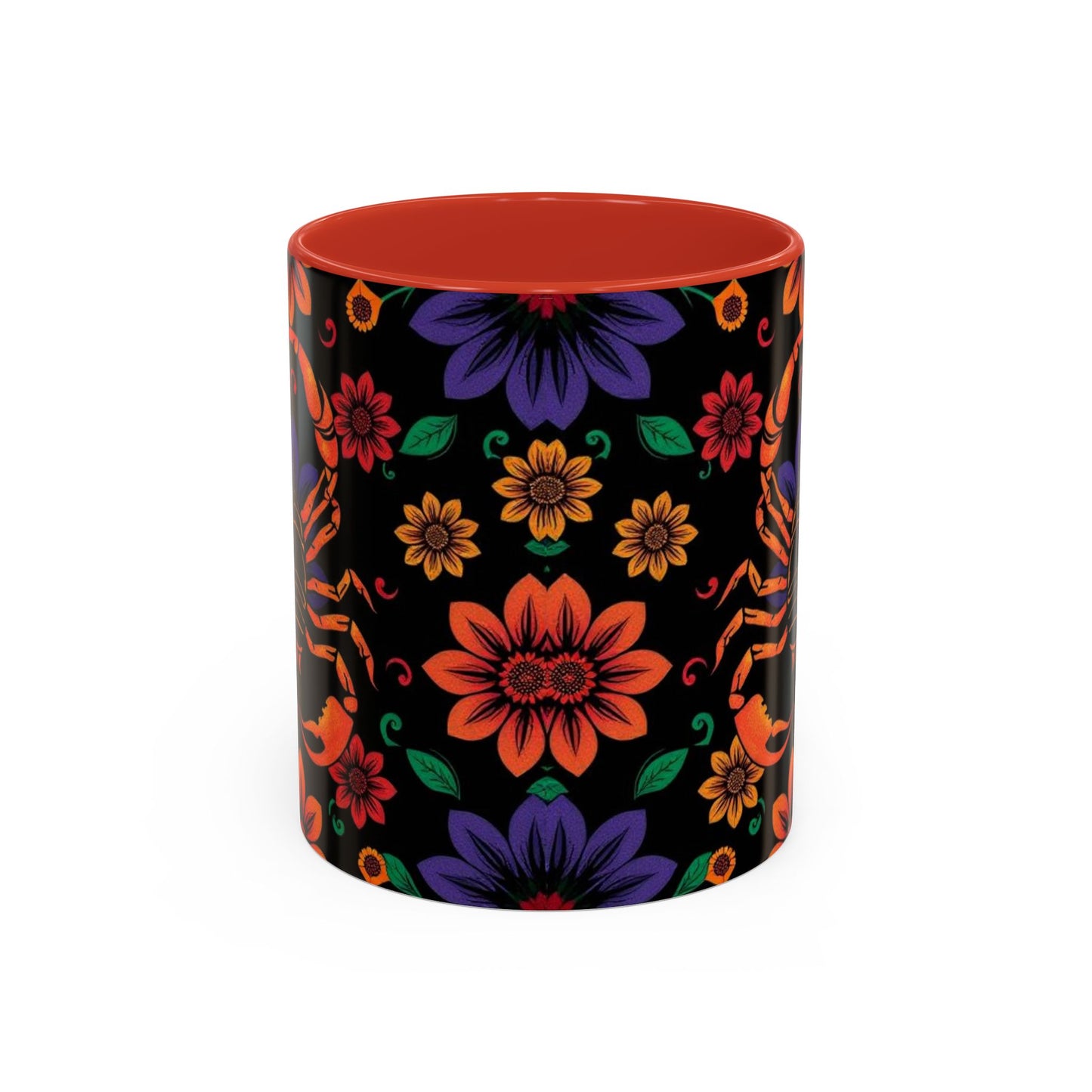 Accent Coffee Mug, Scorpio, Zodiac. Flower Pattern, (11, 15oz)