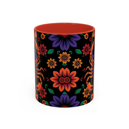 Accent Coffee Mug, Scorpio, Zodiac. Flower Pattern, (11, 15oz)