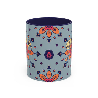 Accent Coffee Mug, Sagittarius, Zodiac v3. Flower Pattern, (11, 15oz)