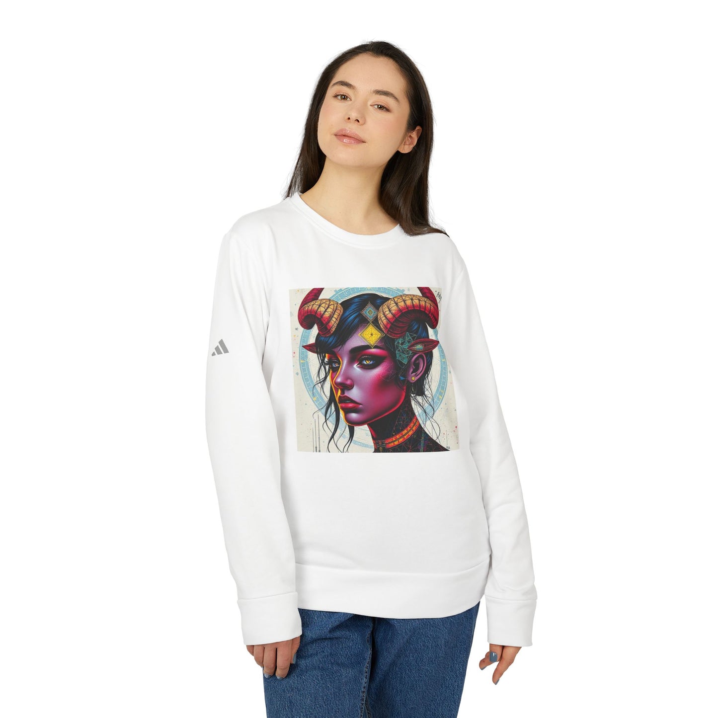 Adidas, Unisex Fleece Crewneck Sweatshirt, Taurus, Pop Art, Zodiac