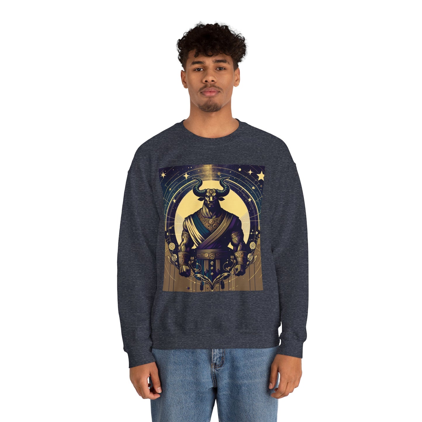 Unisex Heavy Blend™ Crewneck Sweatshirt, Minotaur, Taurus Zodiac Design