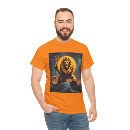 Unisex Heavy Cotton T-Shirt, King of Lion v3, Leo Zodiac Design
