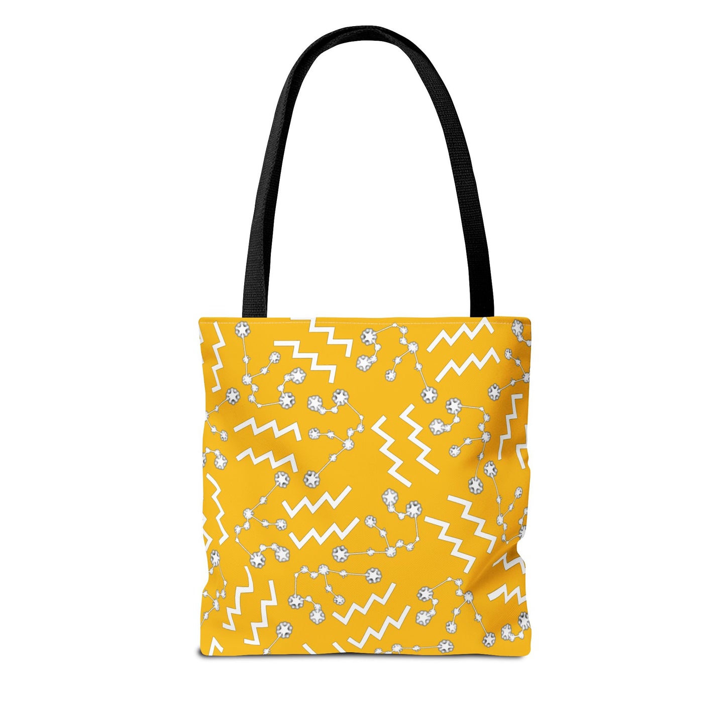 Tote Bag, Aquarius Zodiac Sign, AOP, (Yellow, White)