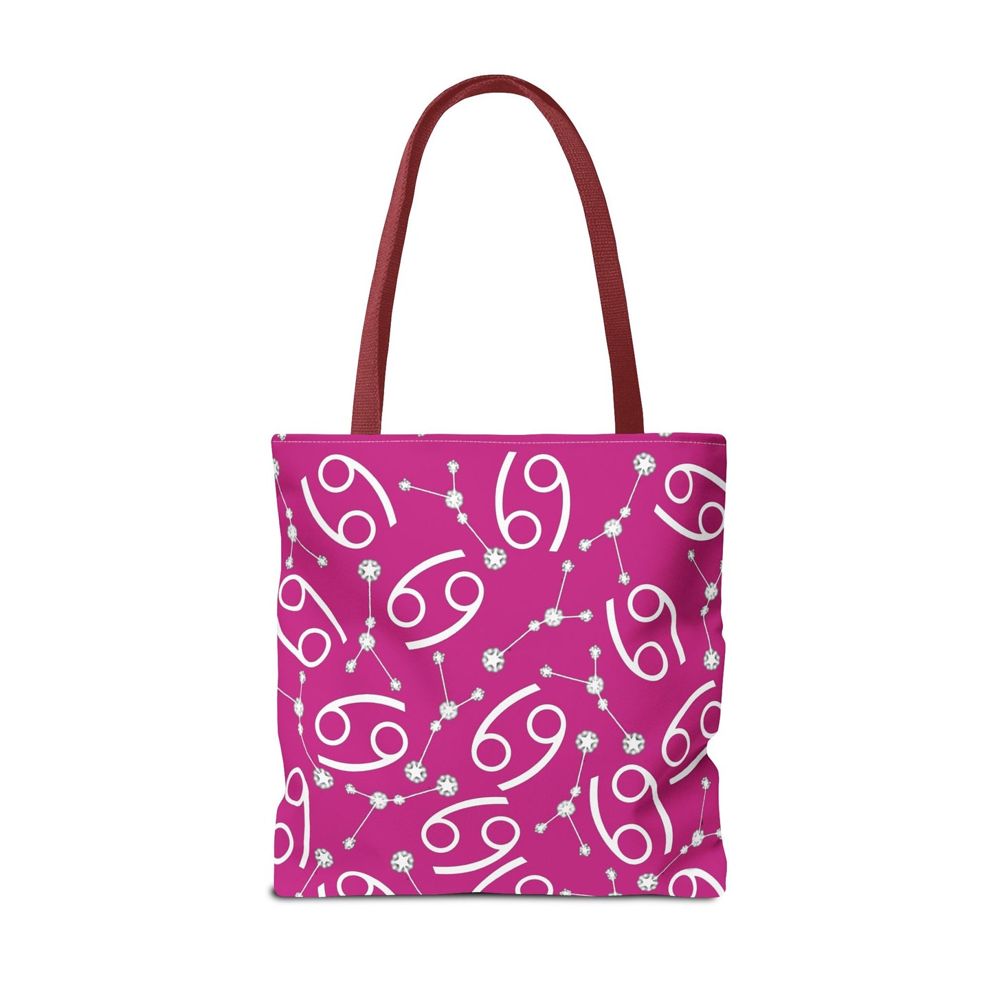 Tote Bag, Cancer Zodiac Sign, AOP, (Pink, White)