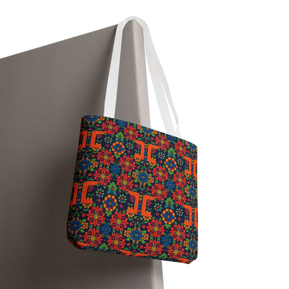 Tote Bag, (AOP), Gemini, Zodiac v1, Flower Pattern