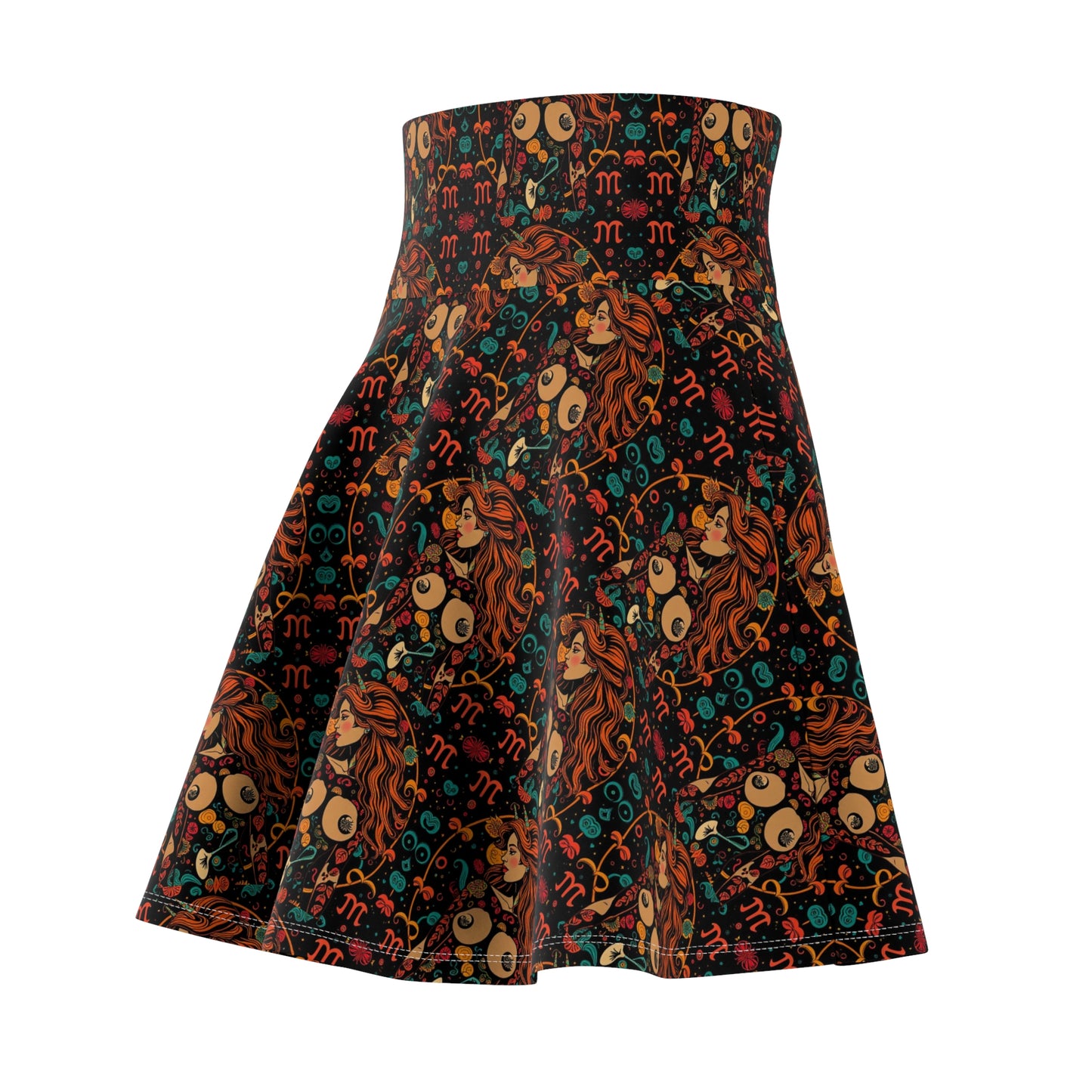Women's Skater Skirt, (AOP), Aquarius, Zodiac v3, Sexy Pattern