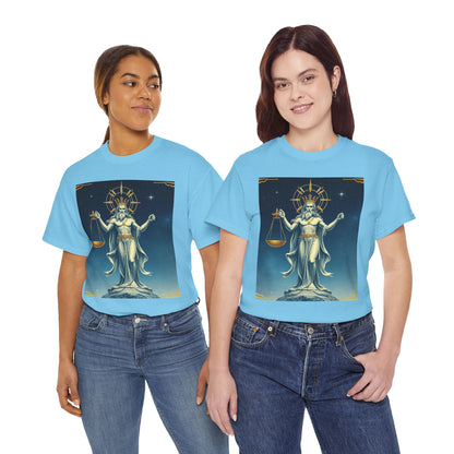 Unisex Heavy Cotton T-Shirt, Space, Libra God, Zodiac Design