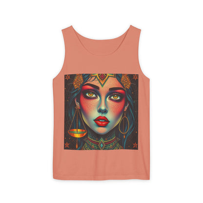 Unisex Garment-Dyed, Tank Top, Libra Design, Pop Art, 100% US cotton