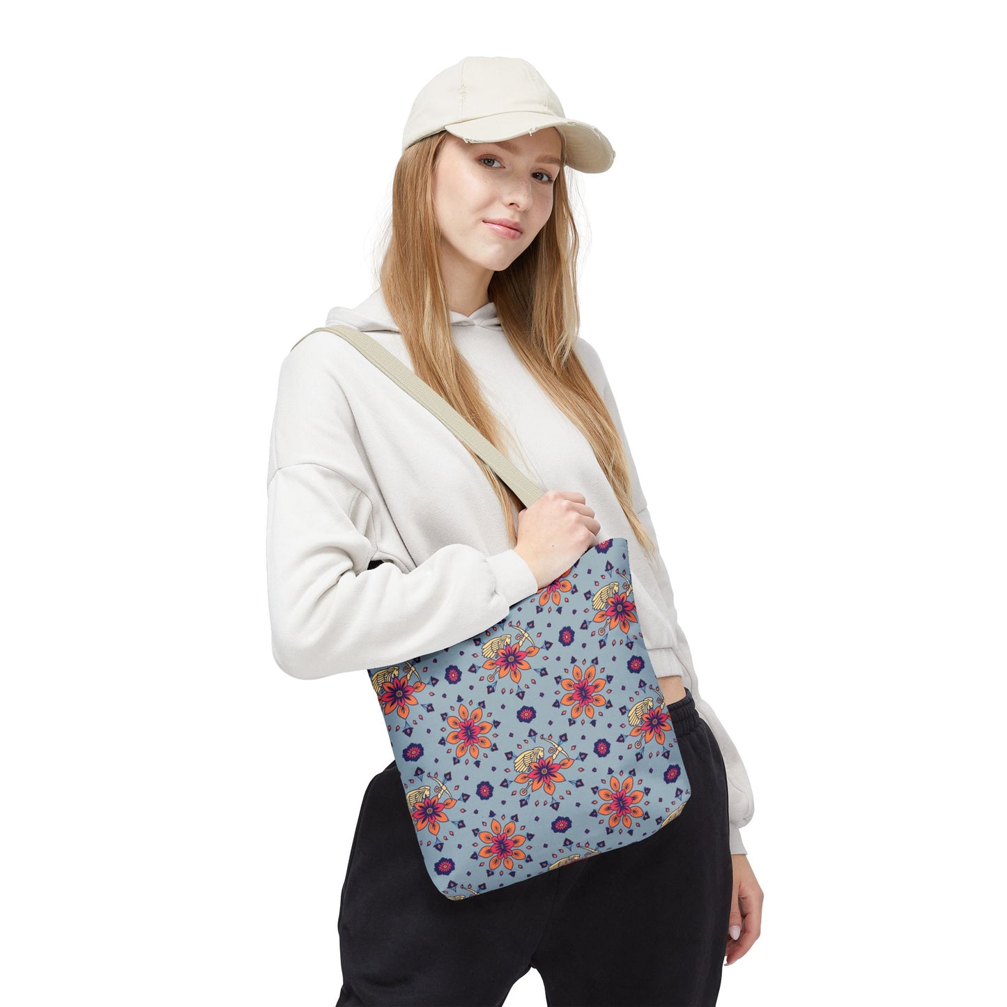 Tote Bag, (AOP), Sagittarius, Zodiac v1, Flower Pattern
