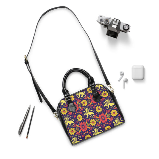 Shoulder Handbag, Leo, Zodiac, Flower Pattern