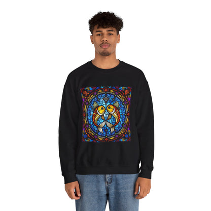 Unisex Heavy Blend™ Crewneck Sweatshirt, Glass 1, Pisces Zodiac Design