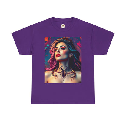 Unisex Heavy Cotton T-Shirt, Scorpio, Zodiac v1, Sexy Art
