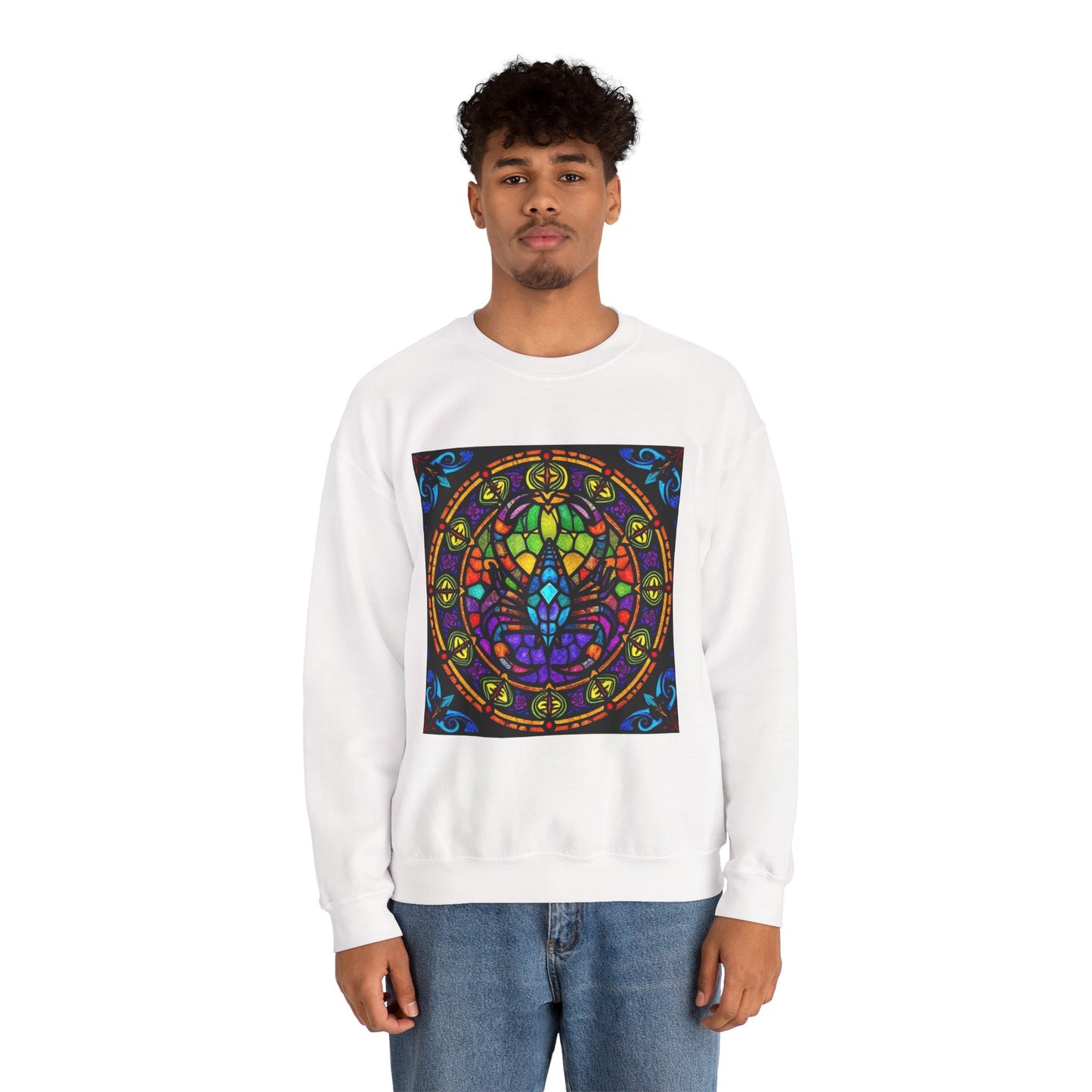Unisex Heavy Blend™ Crewneck Sweatshirt, Glass 1, Scorpio Zodiac Design