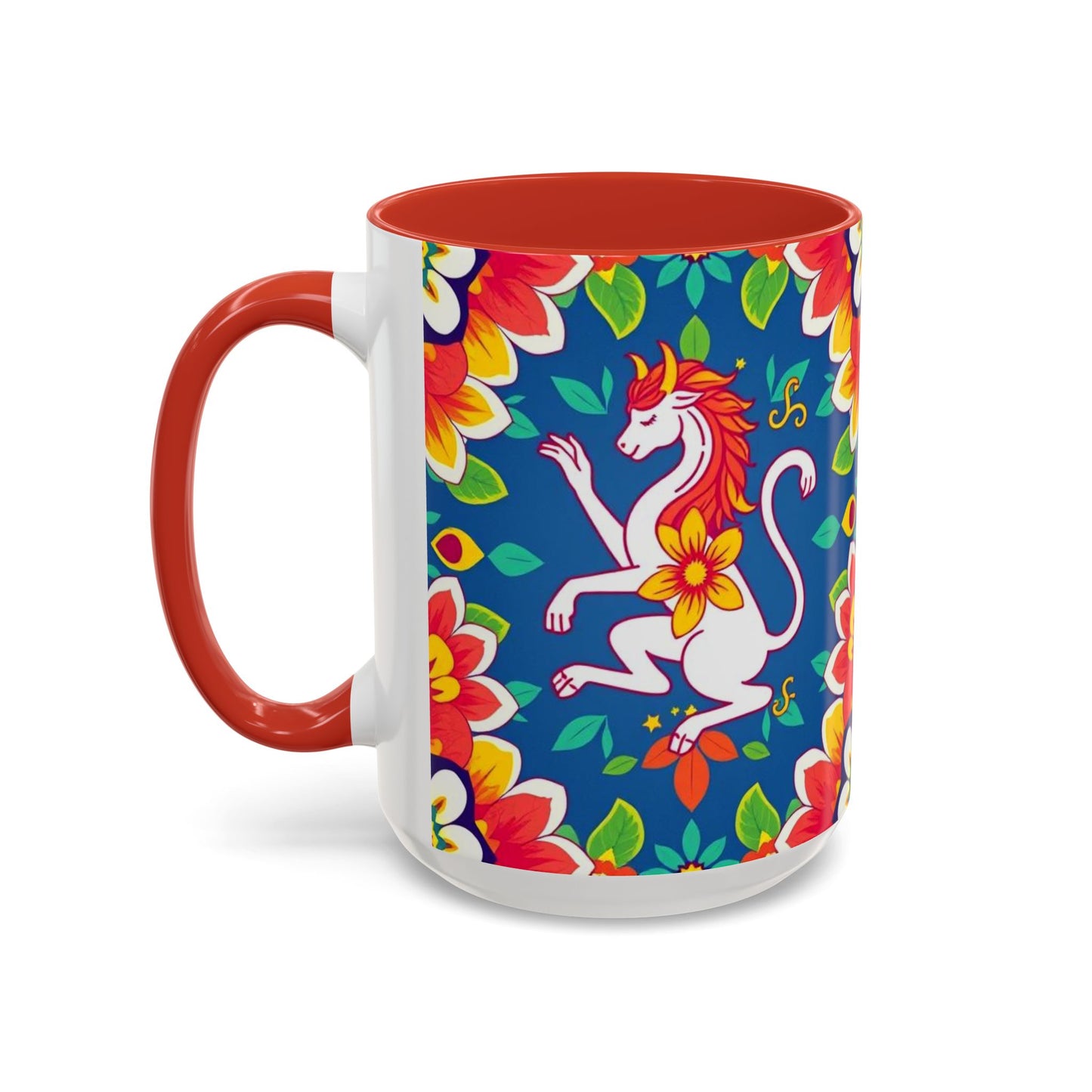 Accent Coffee Mug, Virgo, Zodiac v3. Flower Pattern, (11, 15oz)