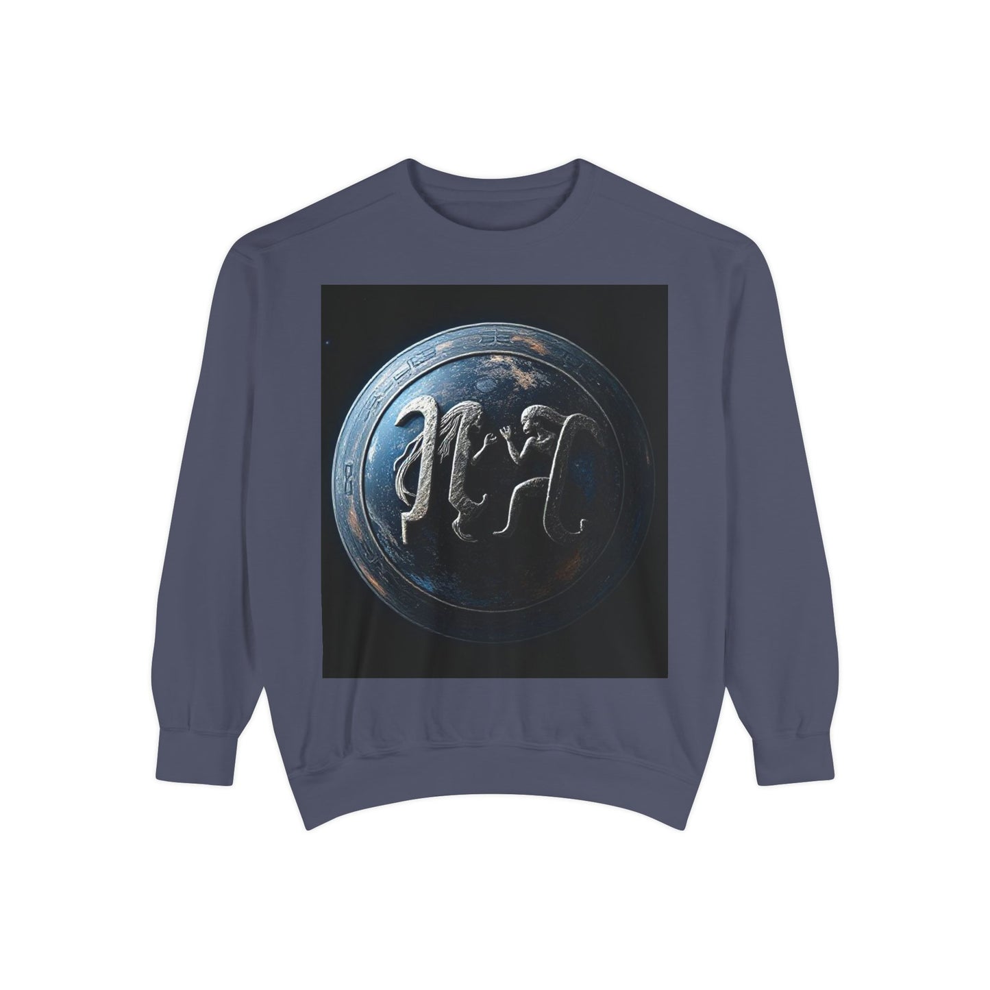 Garment-Dyed Sweatshirt, Unisex, Space Symbol Design, Gemini