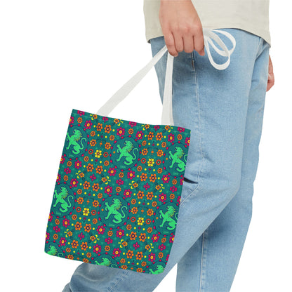 Tote Bag (AOP), Leo, Zodiac v1, Flower Pattern