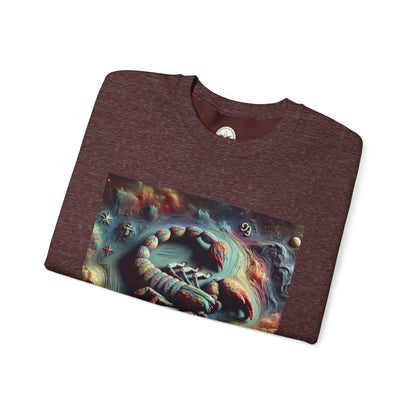 Unisex Heavy Blend™ Crewneck Sweatshirt, Trippy Mist Scorpion, Scorpio Zodiac Design