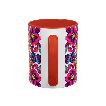 Accent Coffee Mug, Scorpio, Zodiac v2. Flower Pattern, (11, 15oz)