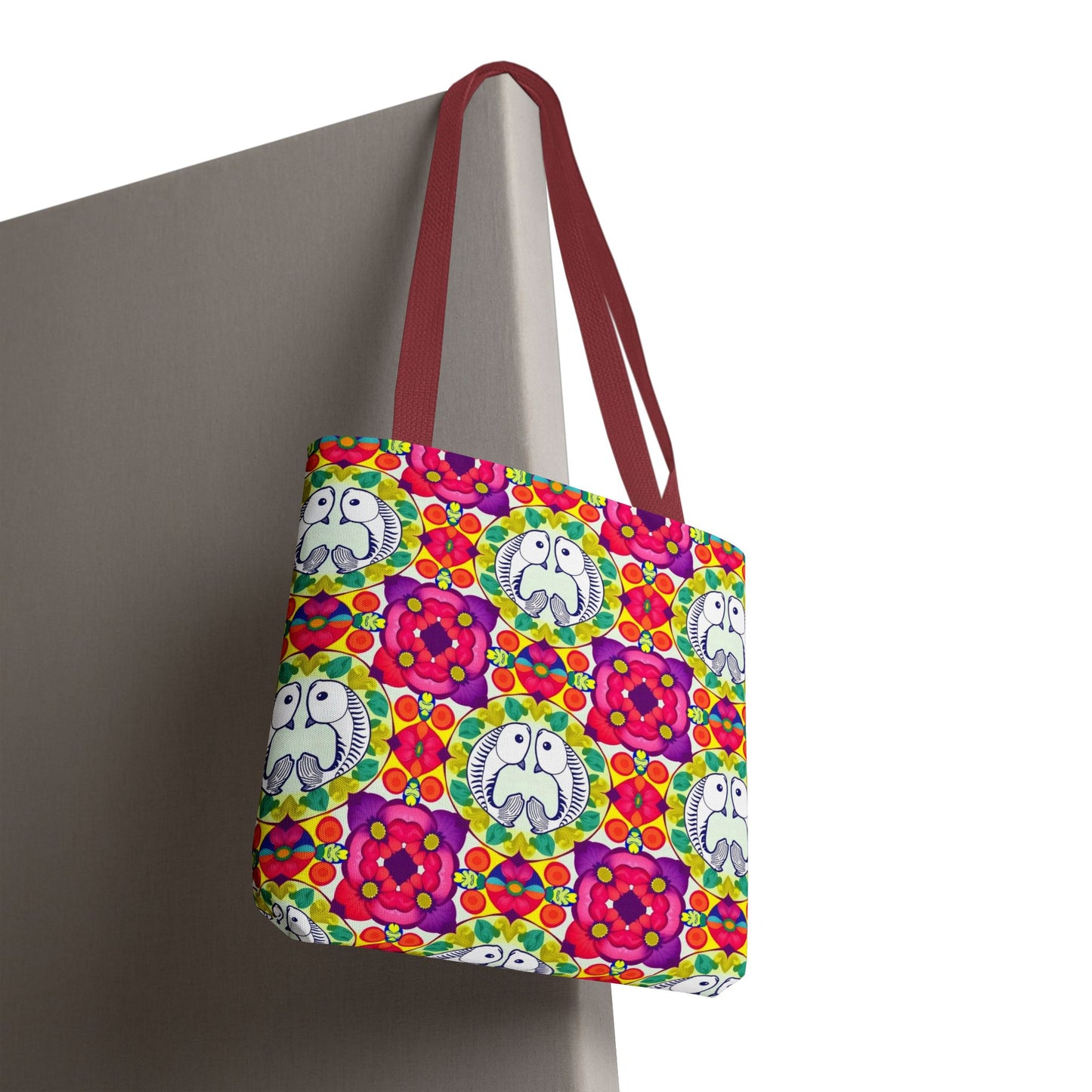 Tote Bag, (AOP), Pisces, Zodiac v4, Flower Pattern