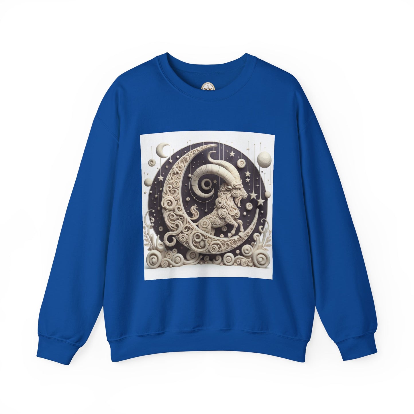 Unisex Heavy Blend™ Crewneck Sweatshirt, Stone Moon, Capricorn Zodiac Design