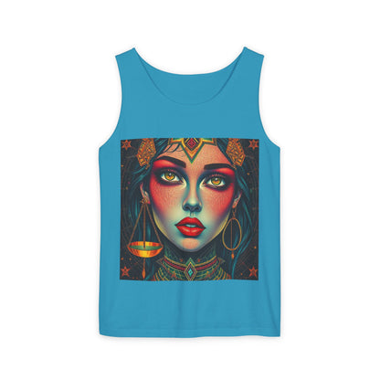 Unisex Garment-Dyed, Tank Top, Libra Design, Pop Art, 100% US cotton