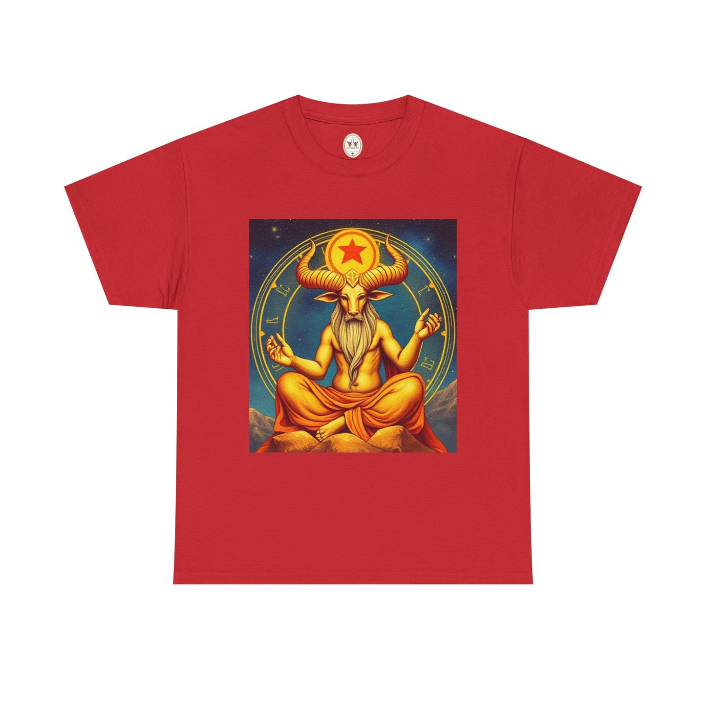 Unisex Heavy Cotton T-Shirt, Meditating Bull, Taurus Zodiac Design