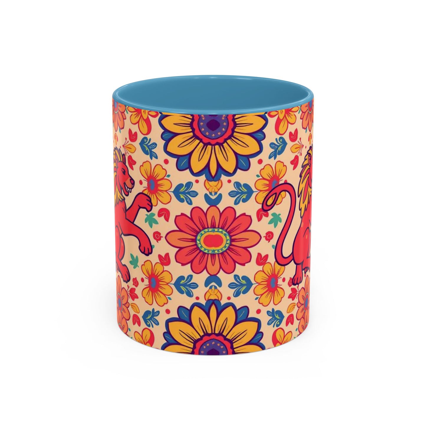 Accent Coffee Mug, Leo, Zodiac, Flower Pattern, (11, 15oz)
