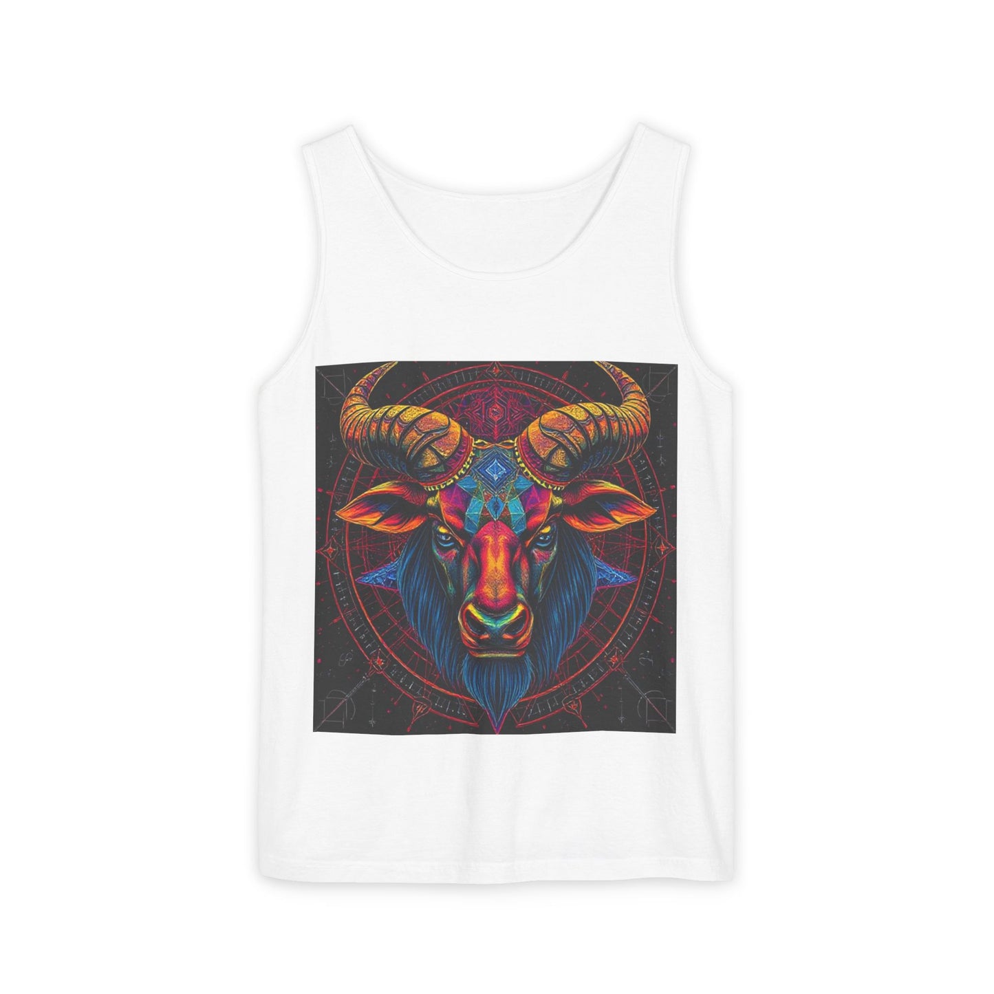 Unisex Garment-Dyed, Tank Top, Taurus Design, Pop Art v1, 100% US cotton
