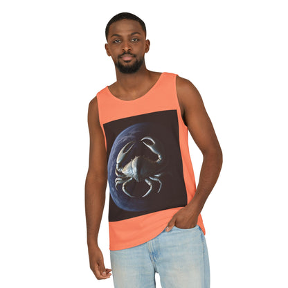 Unisex Garment-Dyed, Tank Top, Cancer Design, Planet Crab, 100% US cotton