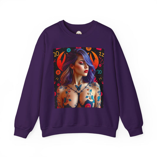 Unisex Heavy Blend™ Crewneck Sweatshirt, Cancer, Zodiac v3, Sexy Pattern
