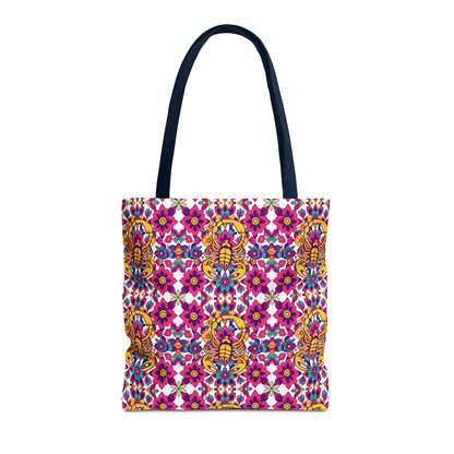 Tote Bag (AOP), Scorpio, Zodiac v1, Flower Pattern